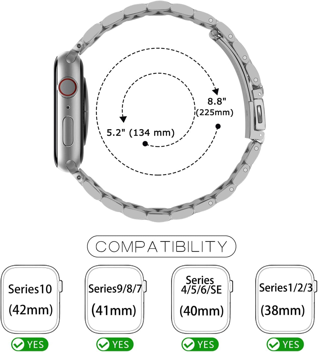 Tasikar Armband Kompatibel mit Apple Watch Armband 41mm 40mm 38mm Prämie Edelstahl Metall Ersatz Arm