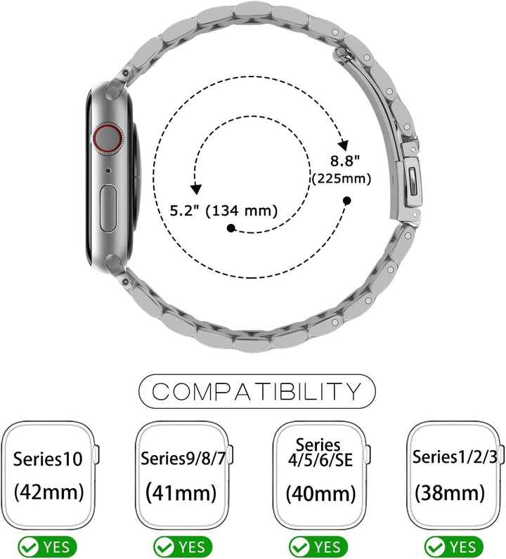 Tasikar Armband Kompatibel mit Apple Watch Armband 41mm 40mm 38mm Prämie Edelstahl Metall Ersatz Arm