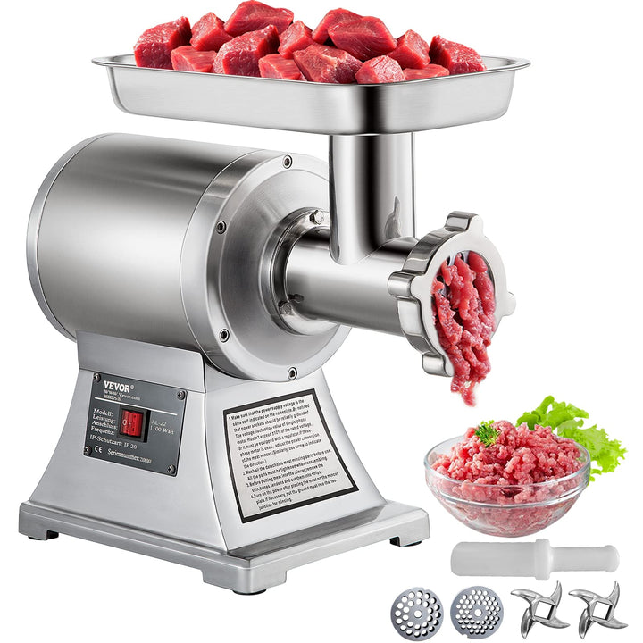 VEVOR Elektrischer Fleischwolf 850 W, Hackfleisch Maschine 150 kg pro Stunde, Elektrische Wurstmasch