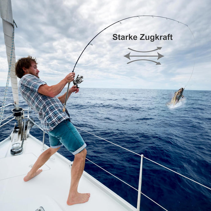 Angelrute Set Komplett 2.7M,HassoKon Angelset Angelruten Teleskoprute und Spule Combo Kit mit Angels