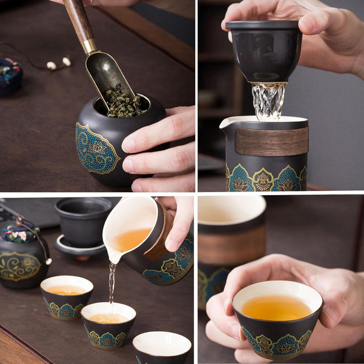 Japanisches Teeservice, 6 Stück Schönes Tea Set Porzellan Chinesische Teekanne Set, Gongfu Teeservic