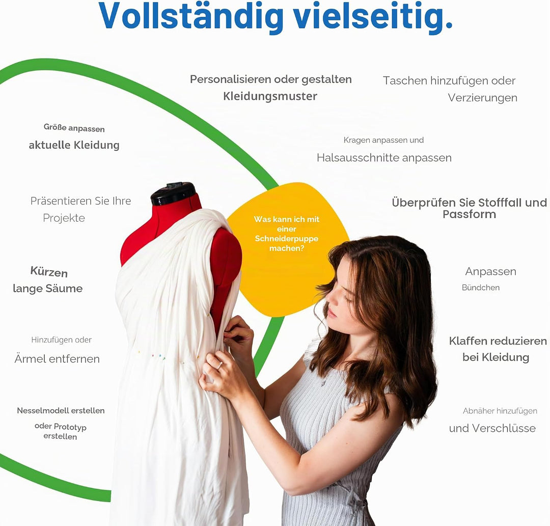 Adjustoform FG305 Sew Simple Schneiderpuppe, Nähpuppe, 8 verstellbare Teile, Grössen 44 bis 50, Medi