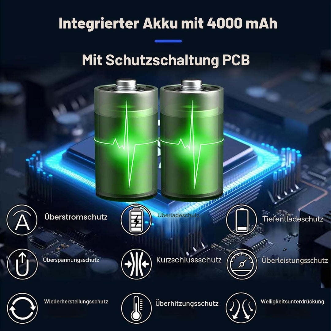 3W Solarpanel mit eingebautem 4000mAh Akku, Micro-USB-Anschluss, IP65, 4m Ladekabel, perfekte Kompat