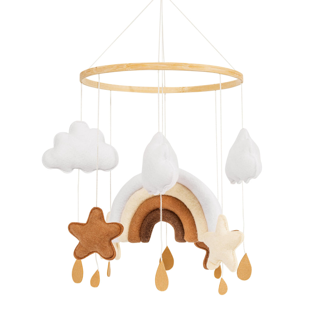 Mobile Baby Babybett Windspiel Filz | Regenbogen, Sterne & Wolken | hängende Dekoration Wickeltisch