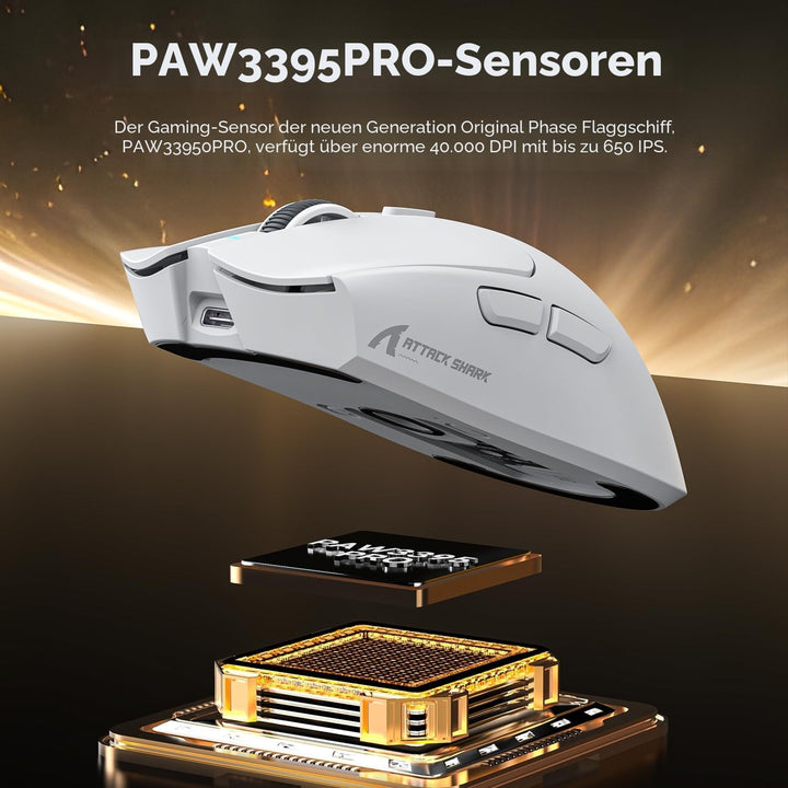 ATTACK SHARK X1 Gaming Mouse with Touchpad RGB Charging Dock, PixArt PAW3395PRO Gaming Sensor, BT/2.