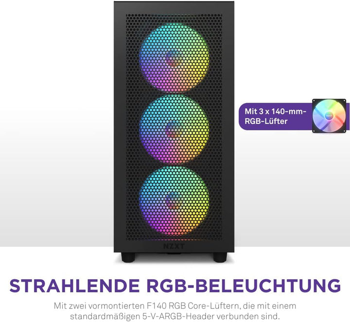 NZXT H7 Flow RGB - CM-H71FW-R1 - ATX Mid-Tower Gaming PC-Gehäuse - USB-C Port - Mesh Front- &amp; Temper
