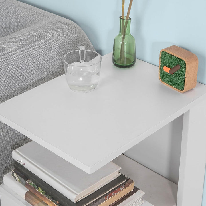 SoBuy FBT69-W Beistelltisch mit 3 Ablagen Couchtisch Kaffeetisch Sofatisch weiss BHT