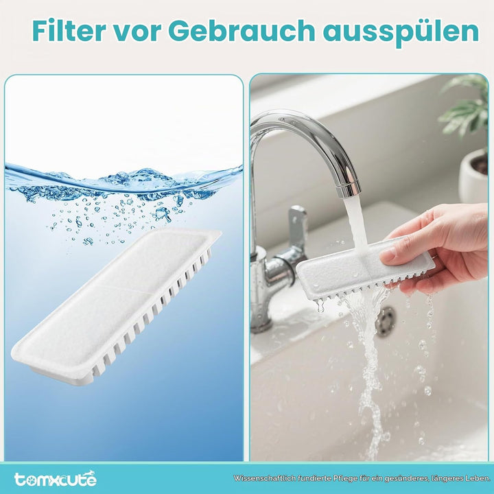 Tomxcute Katzenbrunnen Filter Set, 10 Filter + 2 Schwämme für 108oz/3.2L, 10 Filter + 2 Schw&amp;