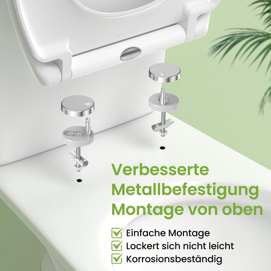 YEAUPE PRO Toilettendeckel mit Absenkautomatik Oval, WC Sitz Duroplast, Weiss | Klodeckel, Klobrille