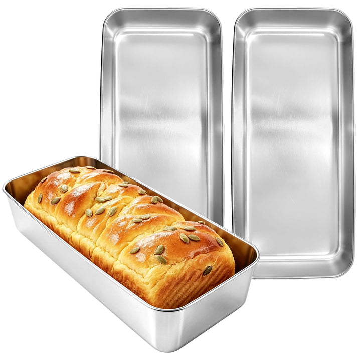 3 Stück Edelstahl Brotbackform, 33x15x6cm Brotbackform Kasten, Backform Rechteckig, Backformen, Kast