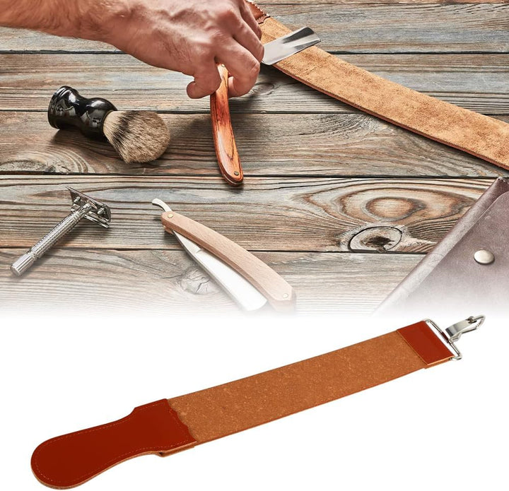 Leder Streichriemen Schärfen, Barber Straight Razor Strap Folding Sharpener Schärfset Lederriemen, H
