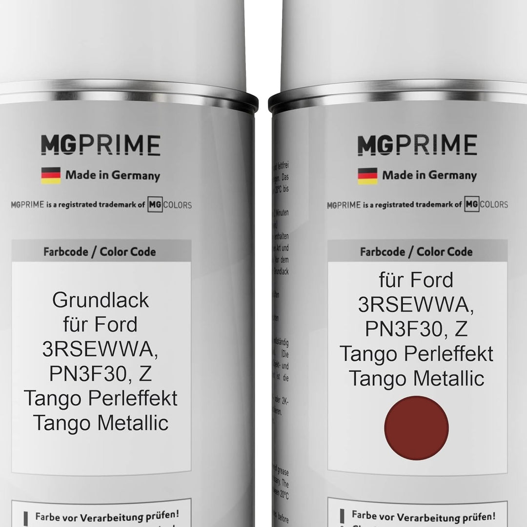 MG PRIME Autolack Sprühdosen Set für Ford 3RSEWWA / PN3F30 / Z Tango Perleffekt/Tango Metallic Grund