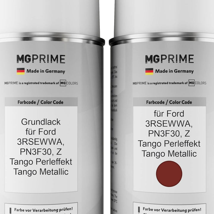 MG PRIME Autolack Sprühdosen Set für Ford 3RSEWWA / PN3F30 / Z Tango Perleffekt/Tango Metallic Grund