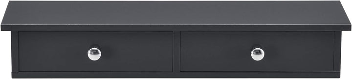 [en.casa] Wandregal mit 2 Schubladen Regal 10x60x15cm Ablage bis 15 kg Hängeregal MDF Dunkelgrau, Du