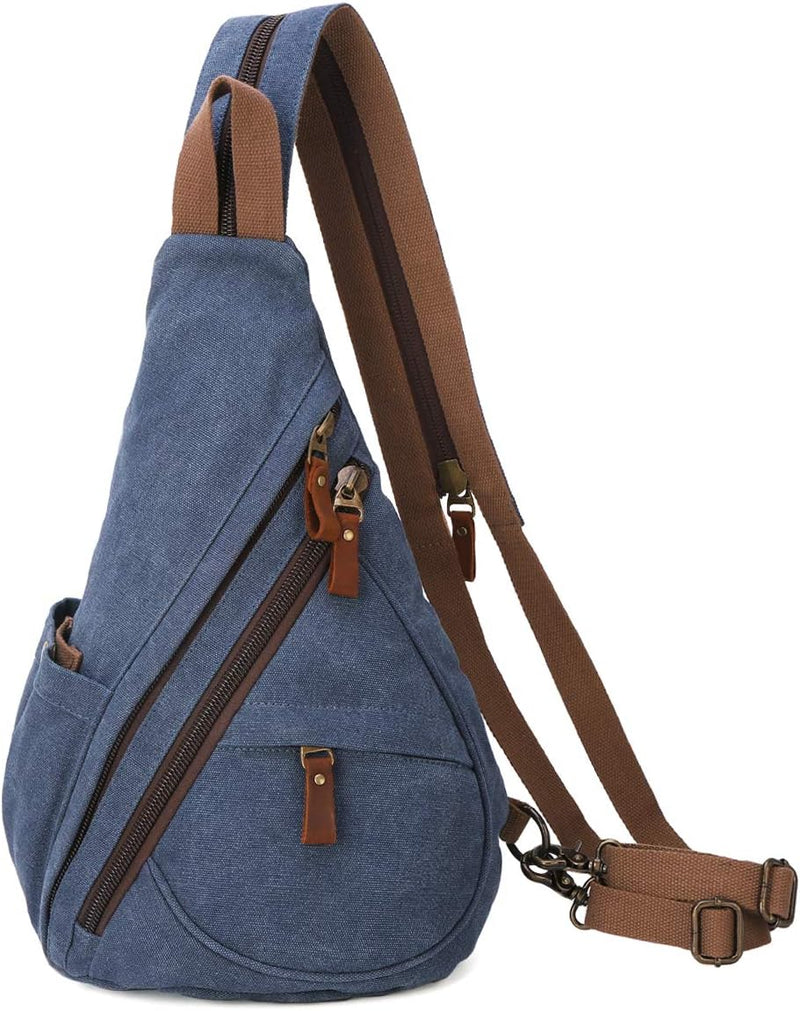 KL928 Canvas Sling Bag Rucksack Damen und Herren – Schulterrucksack Umhängetasche Crossbag Verstellb