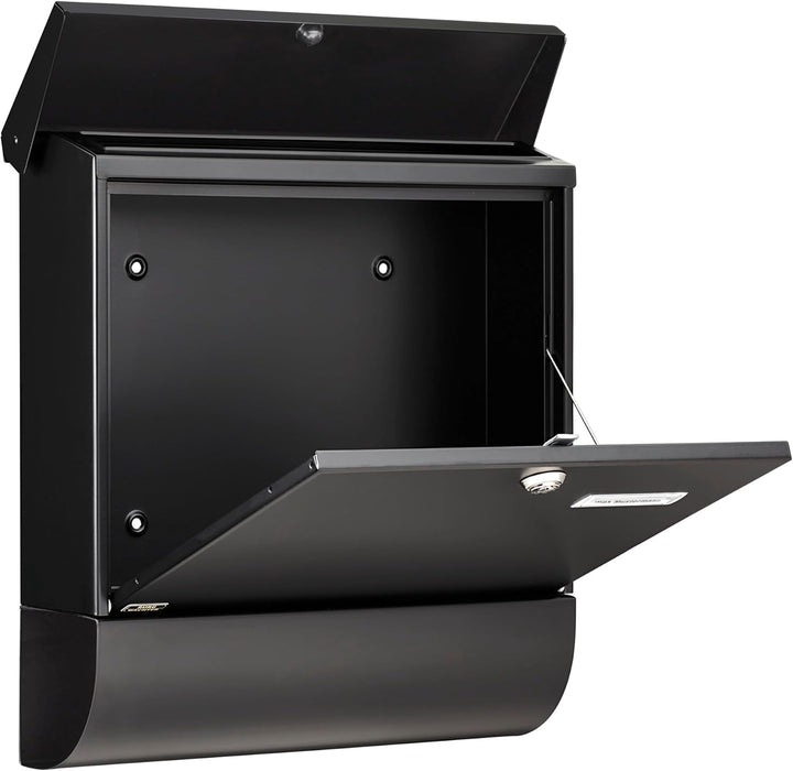 Burg Wächter Briefkasten, Schwarz, 420 x 377 x 115 (HxBxT) Schwarz Briefkasten-Set, Schwarz Briefkas