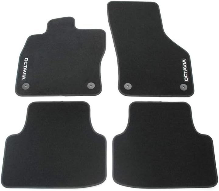 Skoda 5E4061404 Fussmatten Textil Velours 4X Stoffmatten, mit Octavia Schriftzug, schwarz