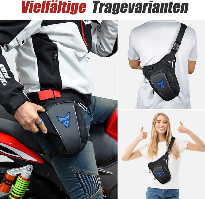 MIGHTYDUTY Motorrad Beintasche Herren Erweiterbar Oberschenkeltasche Hüfttaschen schwarz Gürteltasch