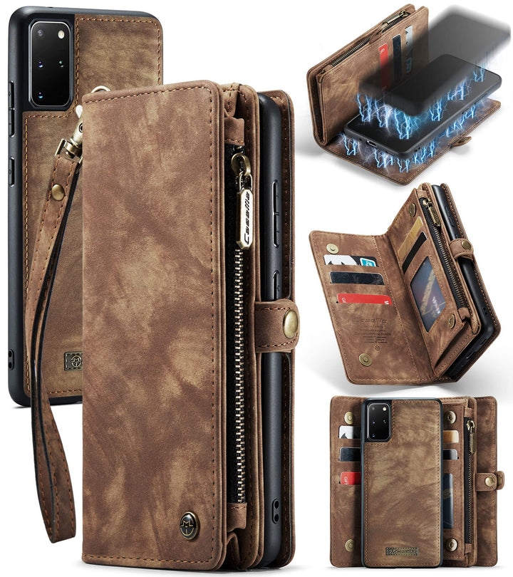UFinetech 2-in-1 Samsung Galaxy S20 Plus Hülle Handy Tasche Leder TPU Flip Magnetisch Ständer Karten