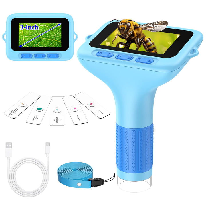 Mikroskop für Kinder, digital, tragbar, 7,6 cm (3,0 Zoll), grosses Display, 1000 x Mikroskop, wieder