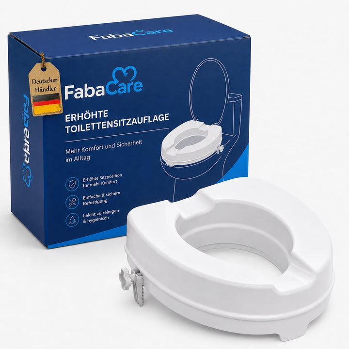 FabaCare Toilettensitzerhöhung Smart, Toilettenaufsatz, WC-Sitz bis 250 kg belastbar, 10 cm ohne Dec