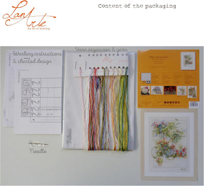 Lanarte Zählmusterpackung Fassade mit Blumen Zählstoff Kreuzstichpackung, Baumwolle, Mehrfarbig, 29
