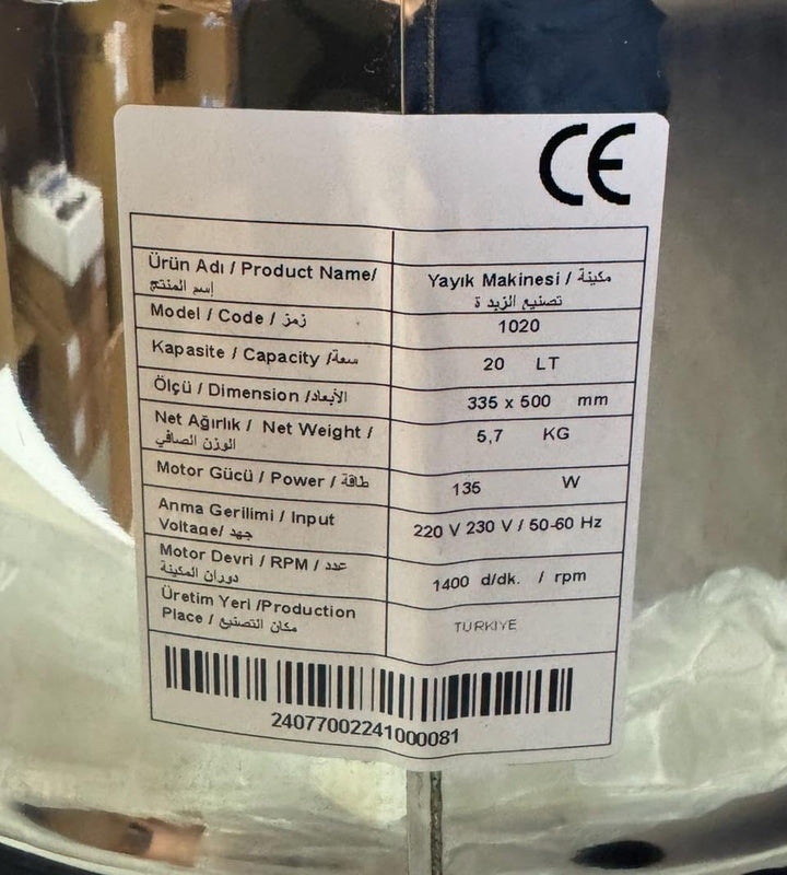 Buttermaschine, Buttermilchmaschine Elektrisch, Ayran, Yayik (20 lt.), 20 lt.