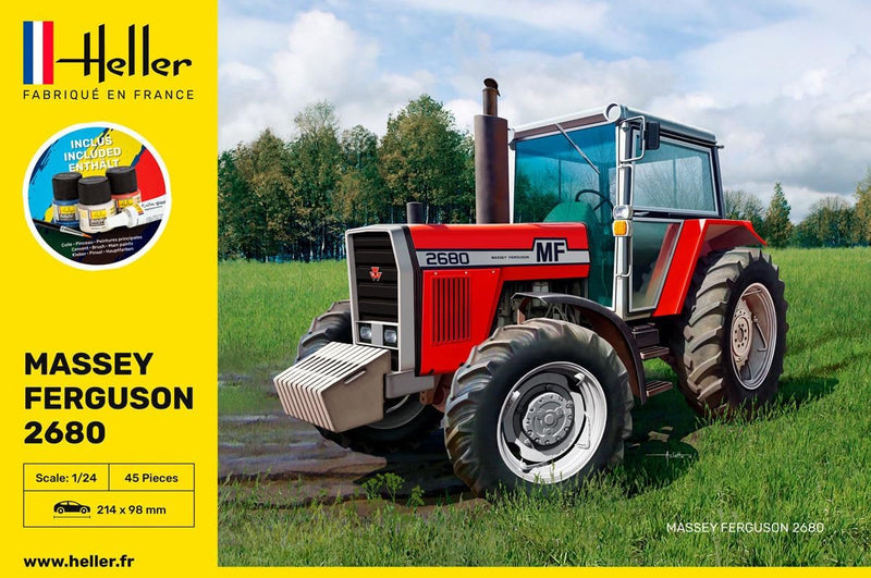 Heller 57402 Massey-Ferguson 2680, mit Farbe, Kleber, Pinsel Modellbausatz, grau