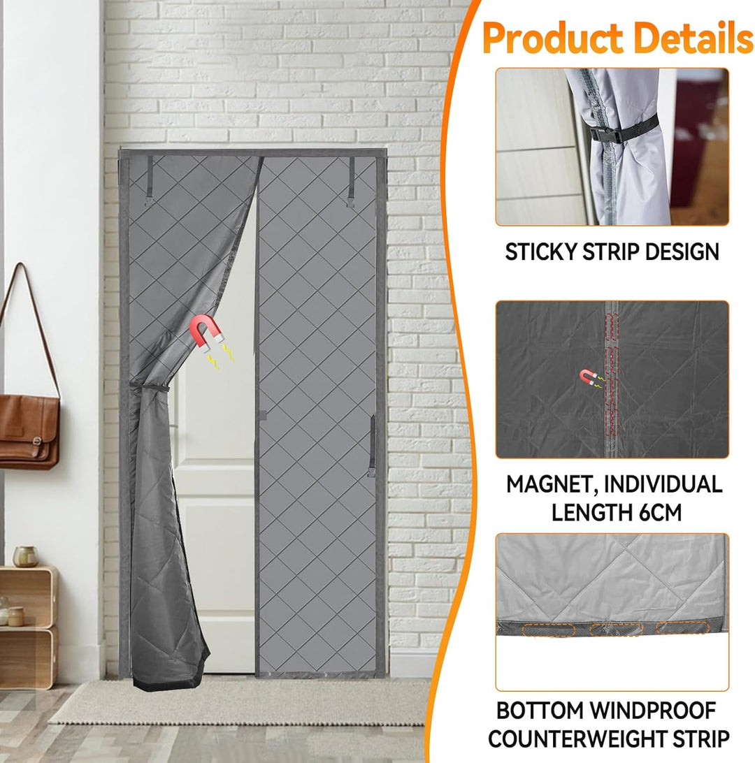 Magnetischer thermisch isolierter Türvorhang, verdickt, 210D Oxford, winddicht, thermische Türabdeck