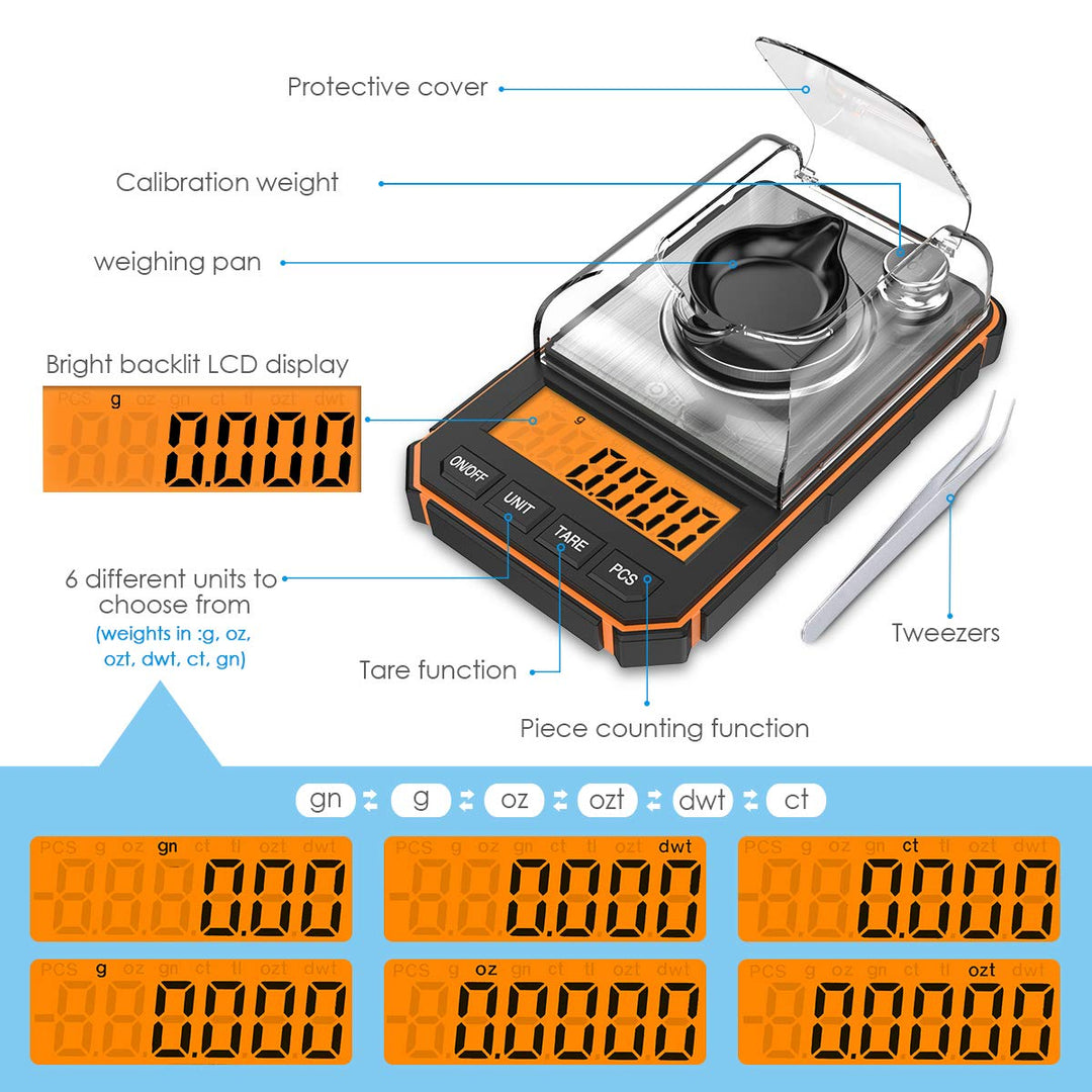 Brifit Digitale Feinwaage 0.001g – Mini Milligrammwaage 50g mit Kalibriergewicht & Pinzette – Präzis