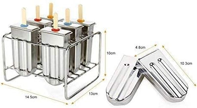 Form für Eis am Stiel, Eiscremeform, Stieleis-Form aus Edelstahl, für Gefrierschrank, 6 Stück im Set