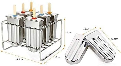 Form für Eis am Stiel, Eiscremeform, Stieleis-Form aus Edelstahl, für Gefrierschrank, 6 Stück im Set