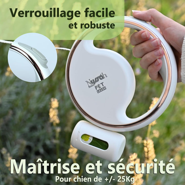 Hundeleine Rollleine 3 m LED-Lampe, einziehbare Leine, sicher, praktisch und bequem für Hunde bis 25