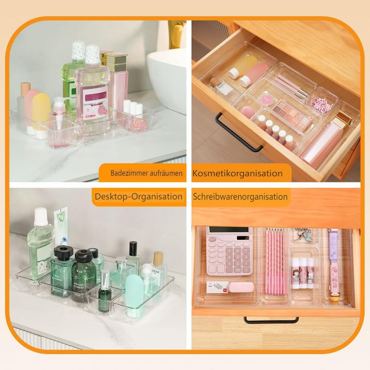 Schubladen Organizer, 25 Stück in 4 Grössen, Kunststoff, Schminktisch und Make-up Organizer, Ordnung