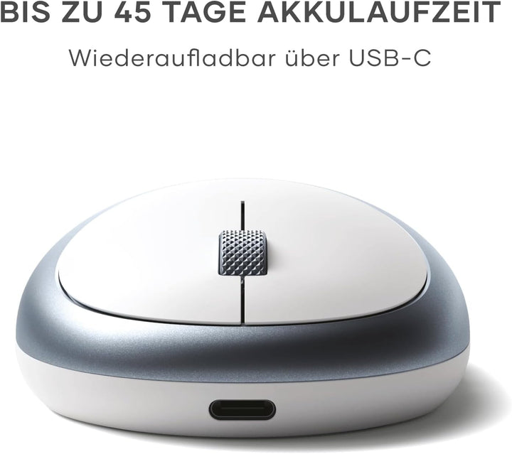 SATECHI M1 Kabellose Bluetooth Computermaus, 1200 DPI Maus, USB-C wiederaufladbarer Akku, kompakt &
