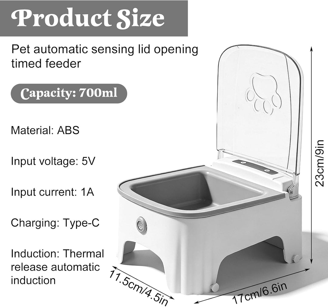 Automatischer Infrarot-Sensor Futternapf, 500ml Futterautomat Katze Mit Sensor Und 99 Stunden Timer,