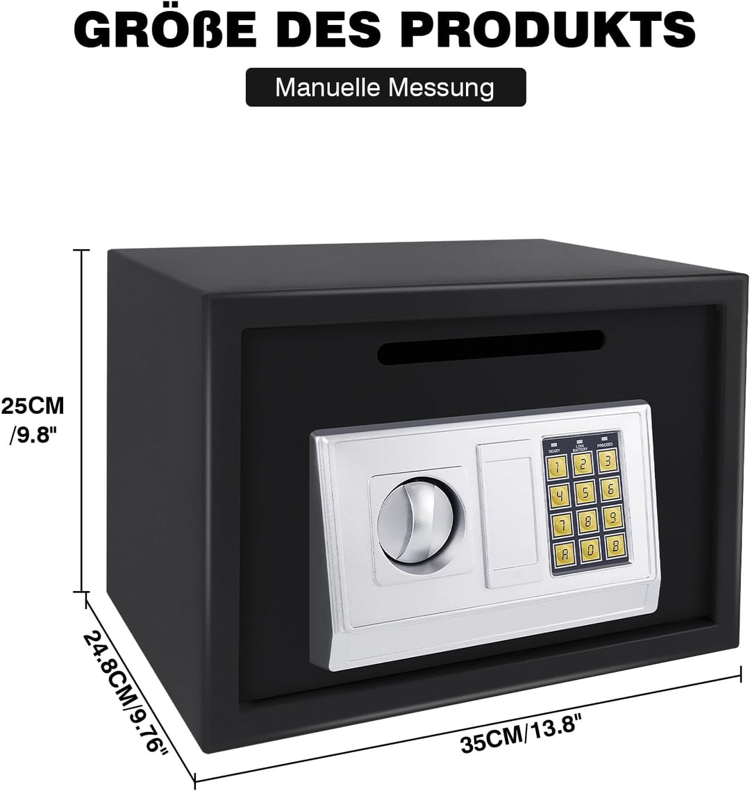 Tresor - Safe Tresor Feuerfest mit Zahlenschloss & 2×Notschlüssel - Digitaler Elektronischer Safe mi