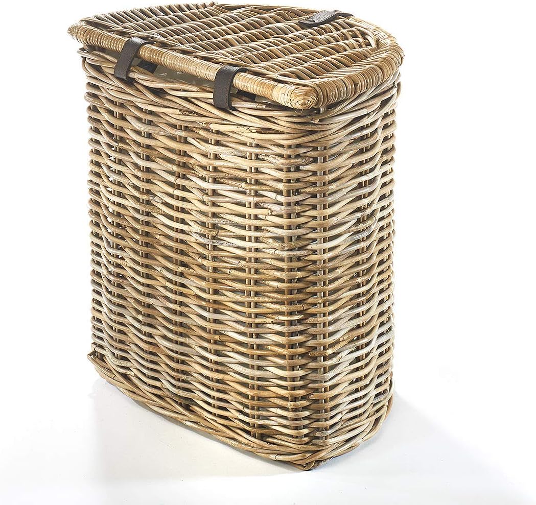 Kobolo Wäschebehälter Wäschetonne Wäschesammler - Rattan - grau - 51x32x55 cm