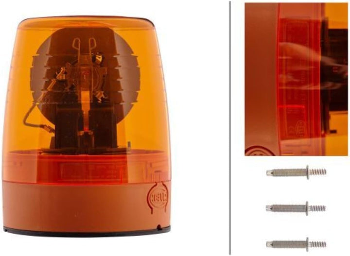 HELLA - Halogen-Rundumkennleuchte - KL JuniorPlus - 12V - gelb - Anbau/geschraubt - Stecker: Flachst