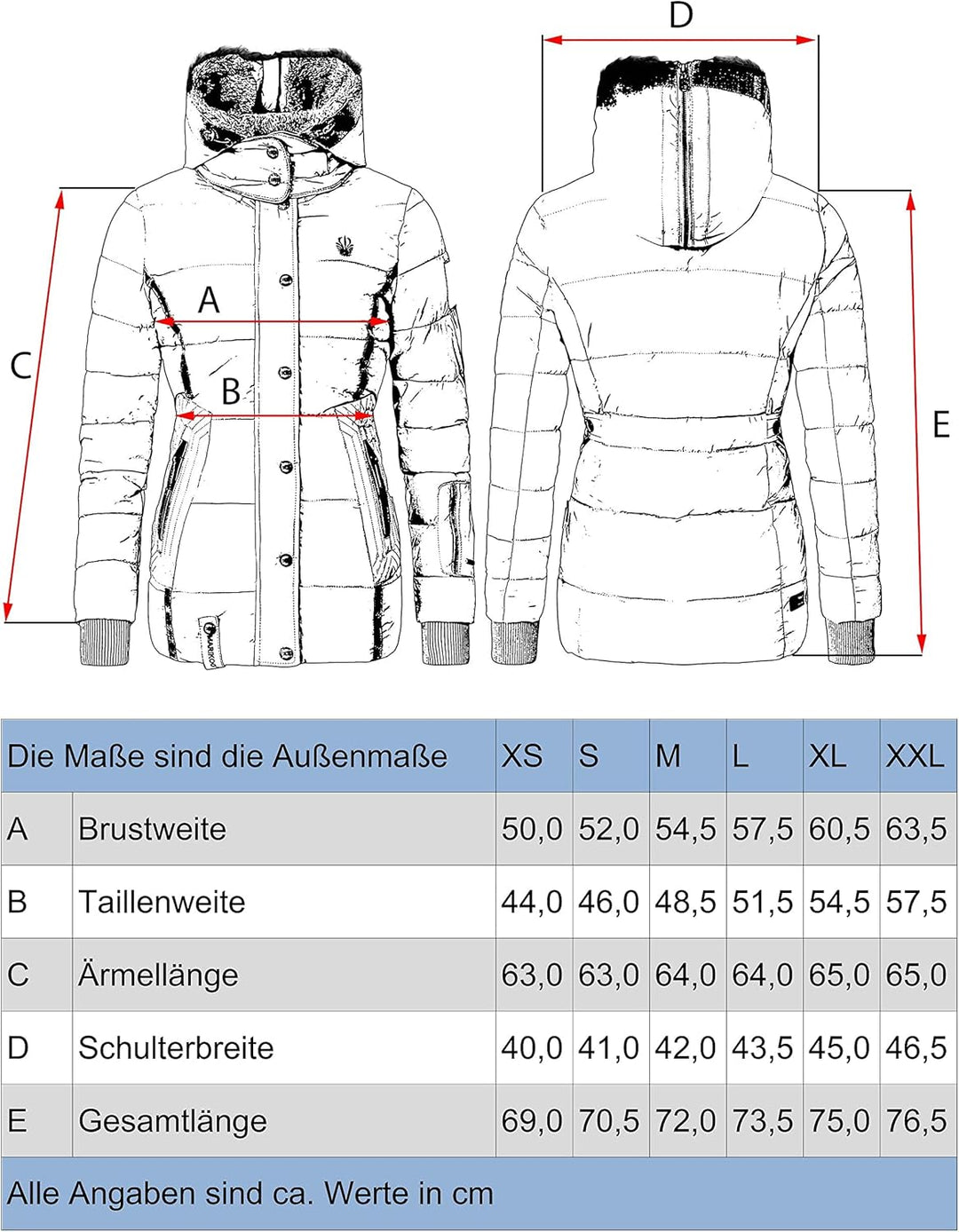 MARIKOO Damen Winterjacke warme Steppjacke mit Kunstfell Innenfutter Nekoo XS-3XL M Schwarz, M Schwa