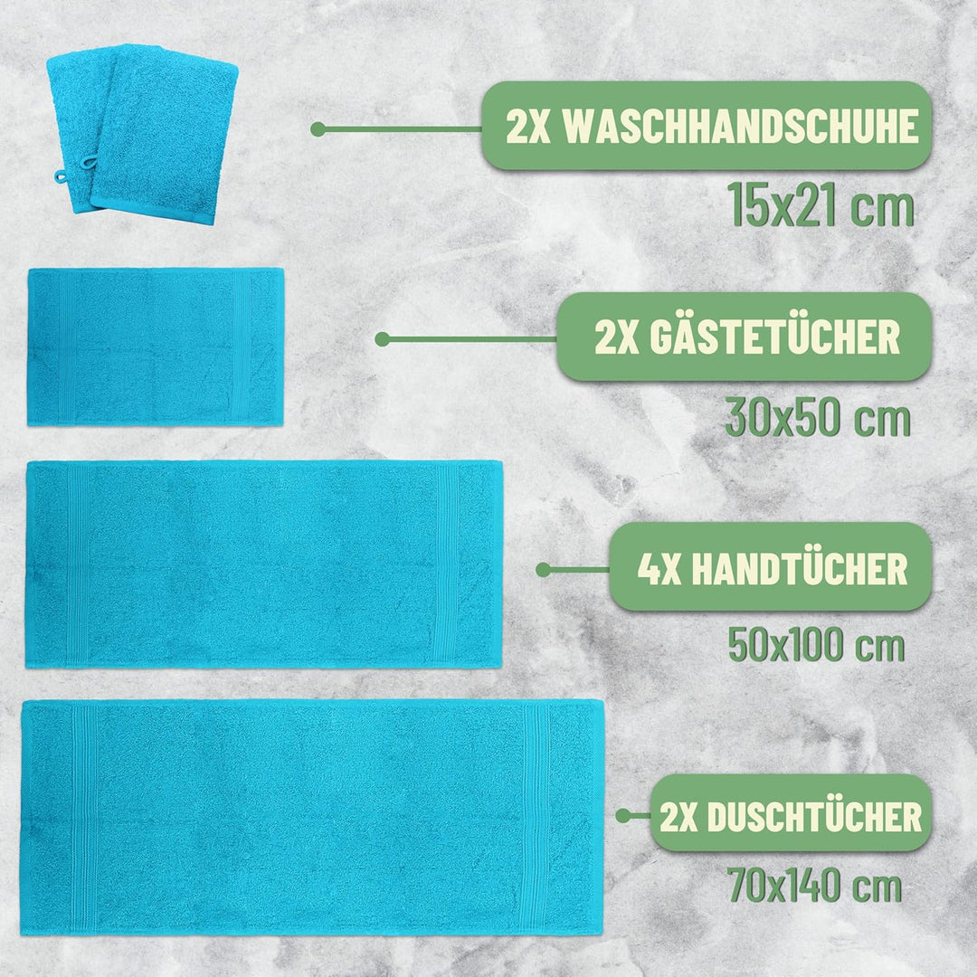 GREEN MARK Textilien 10 TLG. FROTTIER Handtuch-Set mit verschiedenen Grössen 4X Handtücher, 2X Dusch