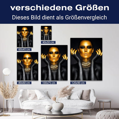 wandmotiv24 Leinwand-Bild Gold Collection, Grösse 60x45cm, Hochformat, Frau in Gold & Schwarz, Top-M