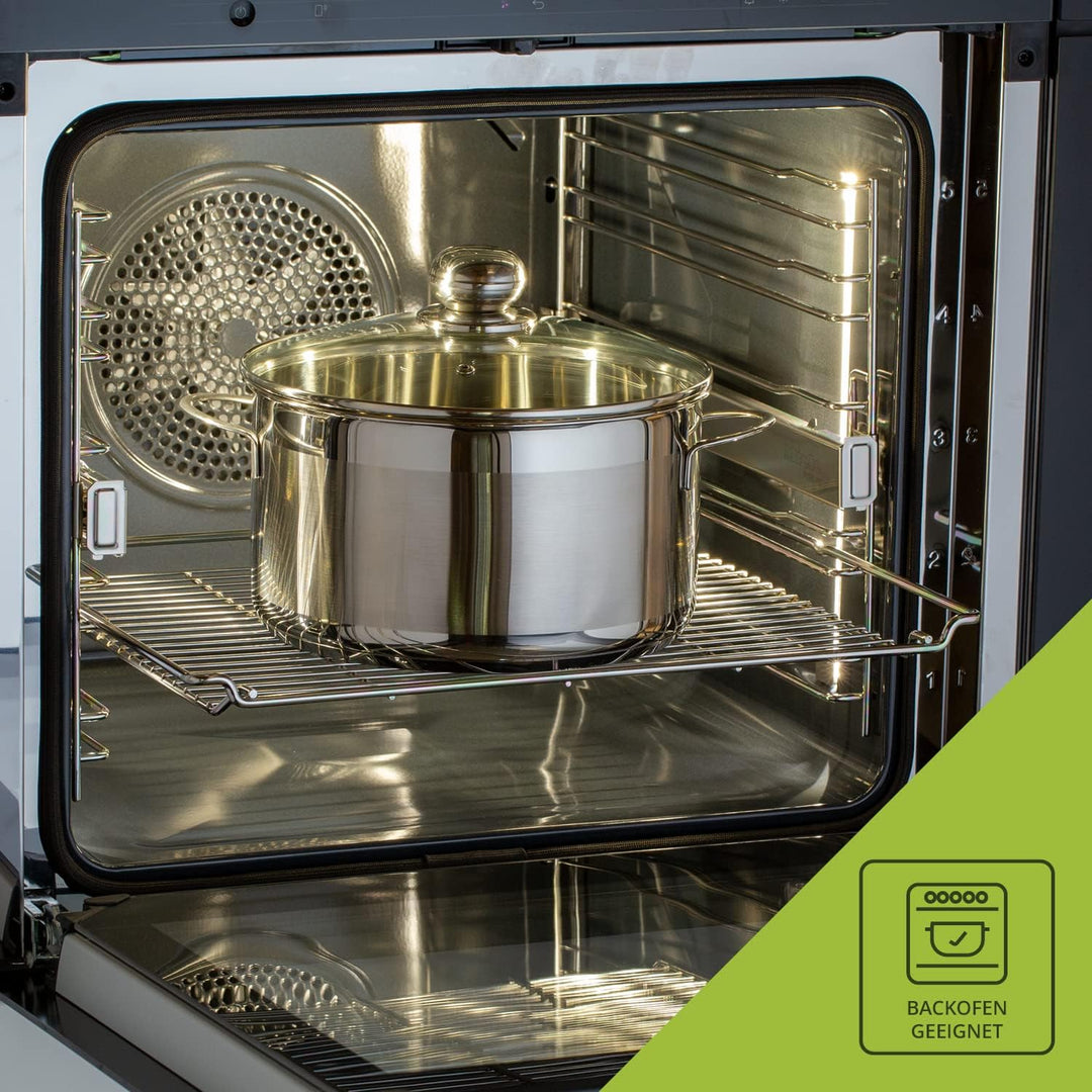 Level One Topf Edelstahl 20 cm Kochtopf Induktion 3,6 L Fleischtopf & Bratentopf mit Glasdeckel für