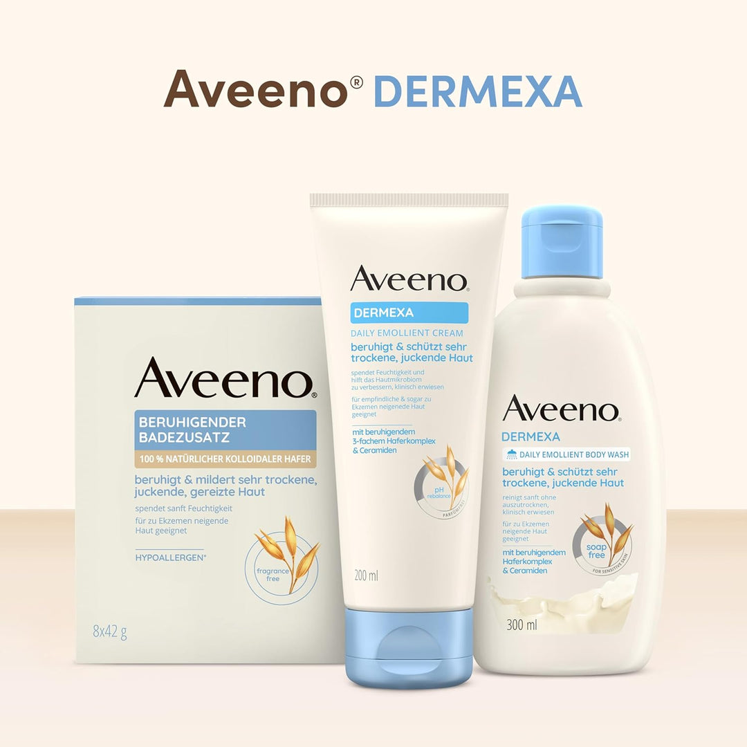 Aveeno Dermexa vegane Duschcreme seifenfreie Pflegedusche 300ml mit beruhigendem Haferkomplex für se