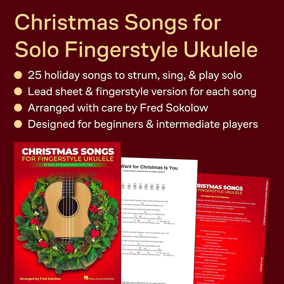 Christmas Songs for Solo Fingerstyle Ukulele: 25 Solo Arrangements With Tab, Taschenbuch