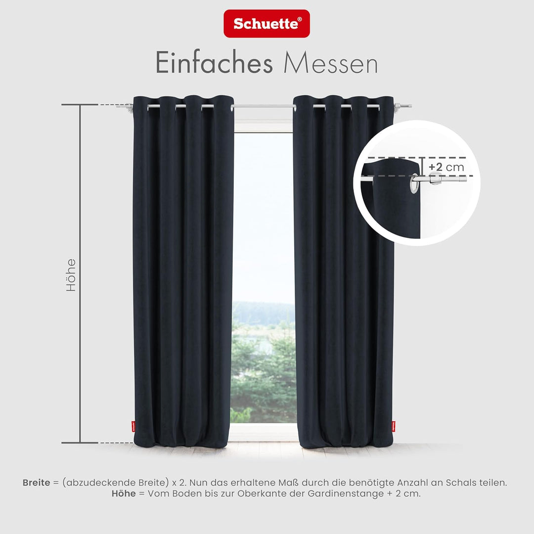 Schuette® Verdunkelungs-Vorhang Gardine mit Ösen ● Millenium Velvet: Anchor (Blau) ● 135x150cm Breit