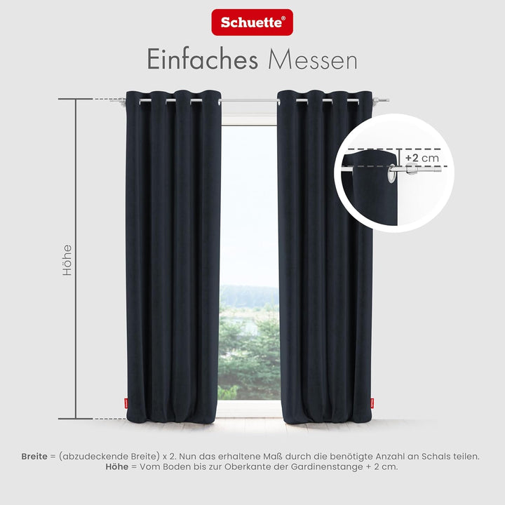 Schuette® Verdunkelungs-Vorhang Gardine mit Ösen ● Millenium Velvet: Anchor (Blau) ● 135x150cm Breit