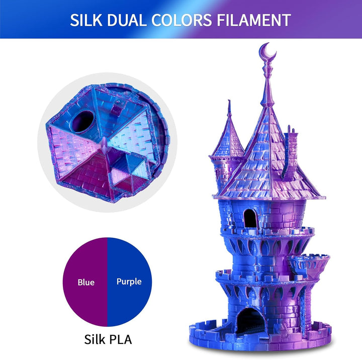 ERYONE Dual Seiden PLA Filament 1.75mm,Co-Extrucsion PLA Seiden Filament für 3D Drucker +/- 0,03 mm,
