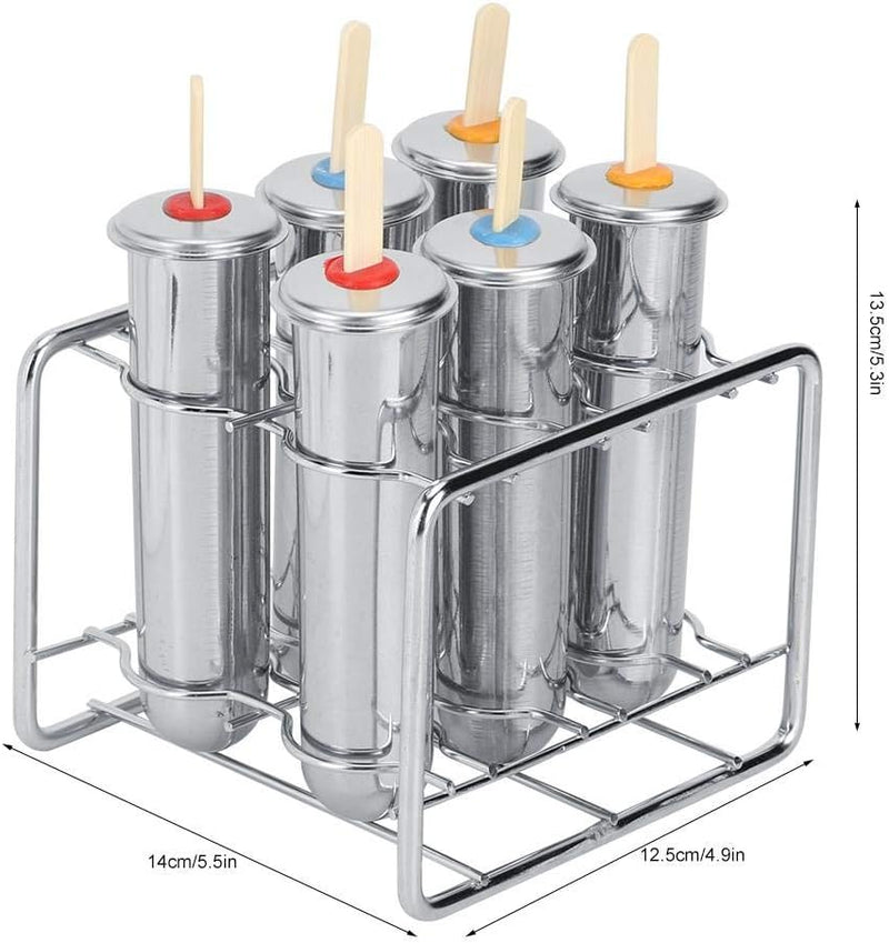 MAGT Eisformen Eis am Stiel, 6 Stück Edelstahl Eisform Popsicle Formen Sicherheit Double Groove Rund