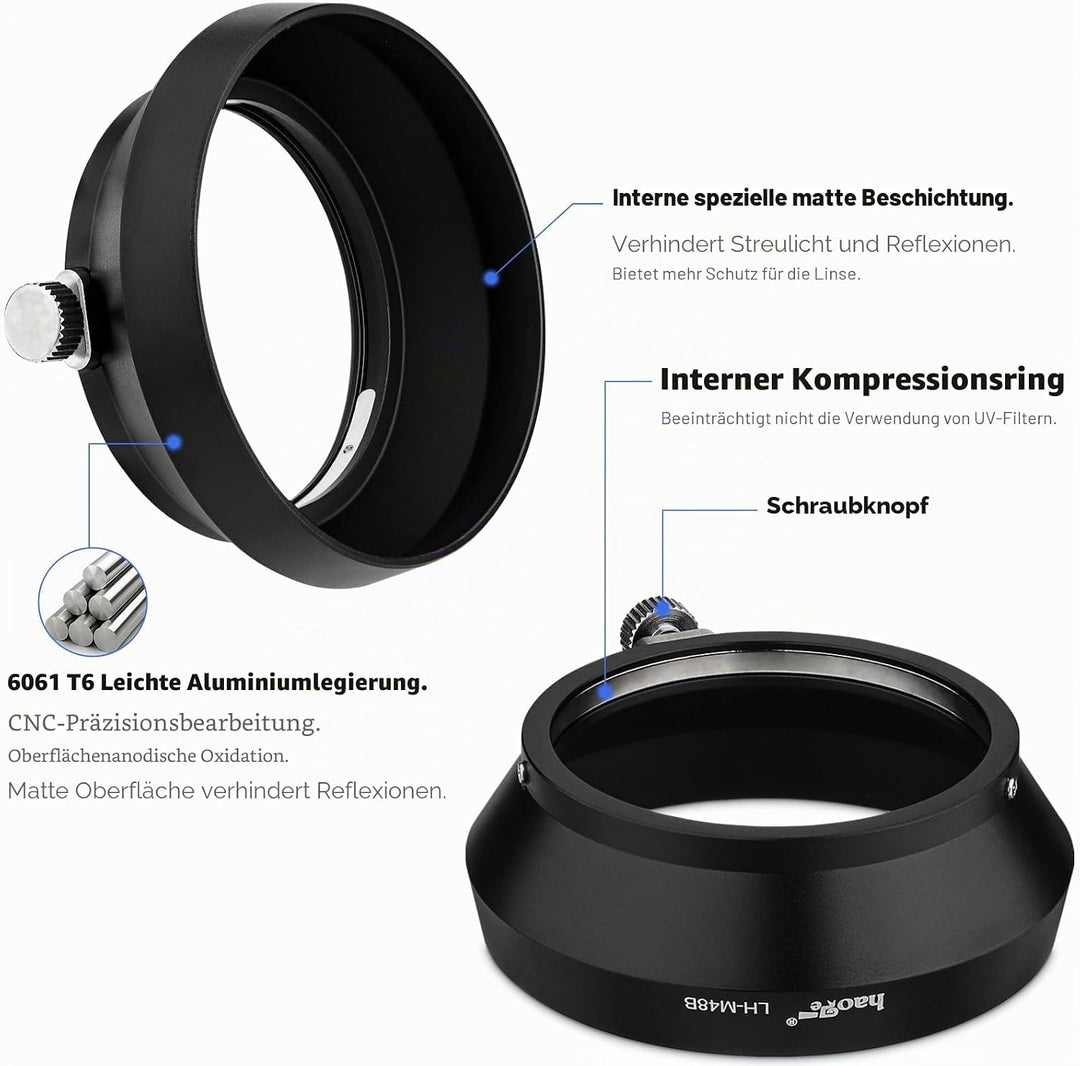 Haoge LH-M48B Gegenlichtblende aus Metall für Olympus M.ZUIKO Digital 17mm F1.8 1:1.8 Objektiv erset